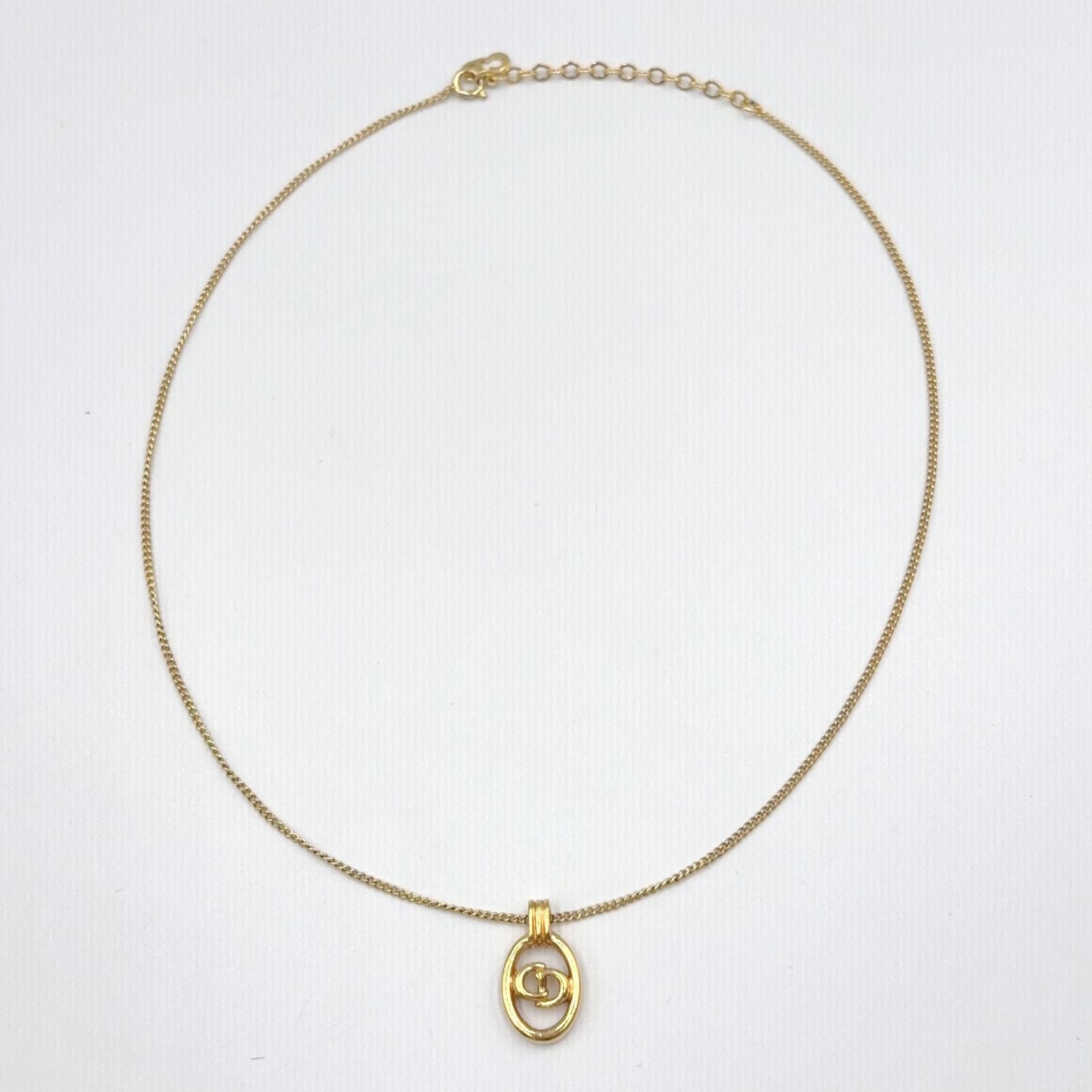 Dior CD Logo Oval Gold Plated Necklace — view 3