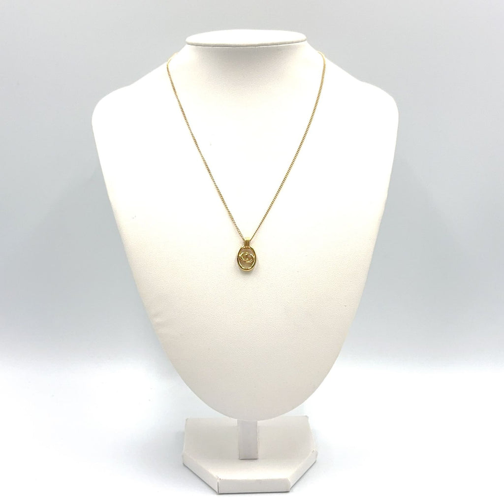 Dior CD Logo Oval Gold Plated Necklace — view 9