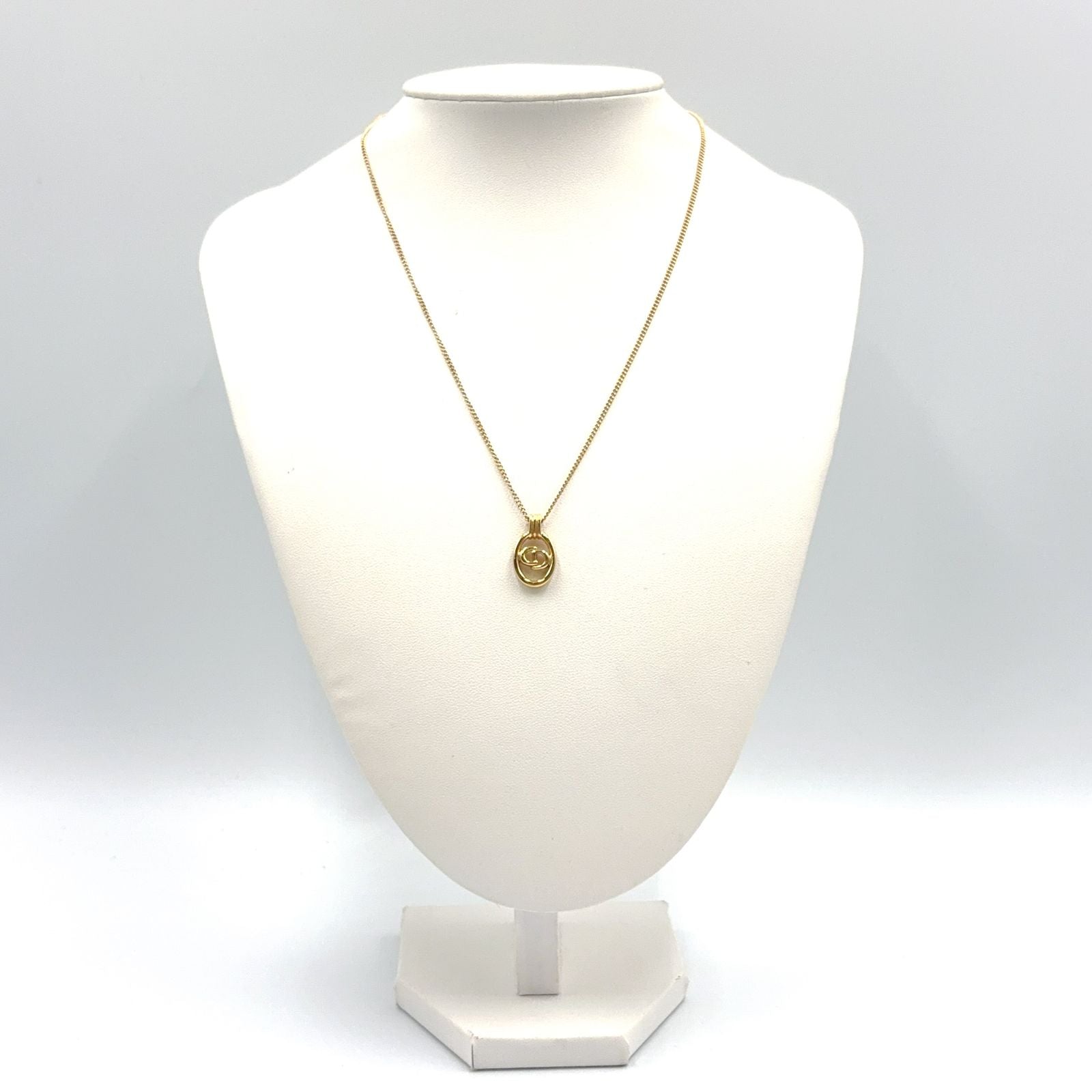 Dior CD Logo Oval Gold Plated Necklace — view 9