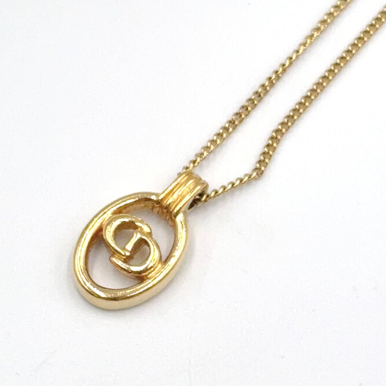 Dior CD Logo Oval Gold Plated Necklace