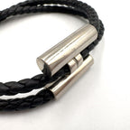 Hermes Tresse Leather Metal Silver Black Bracelet — view 6