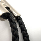 Hermes Tresse Leather Metal Silver Black Bracelet — view 5