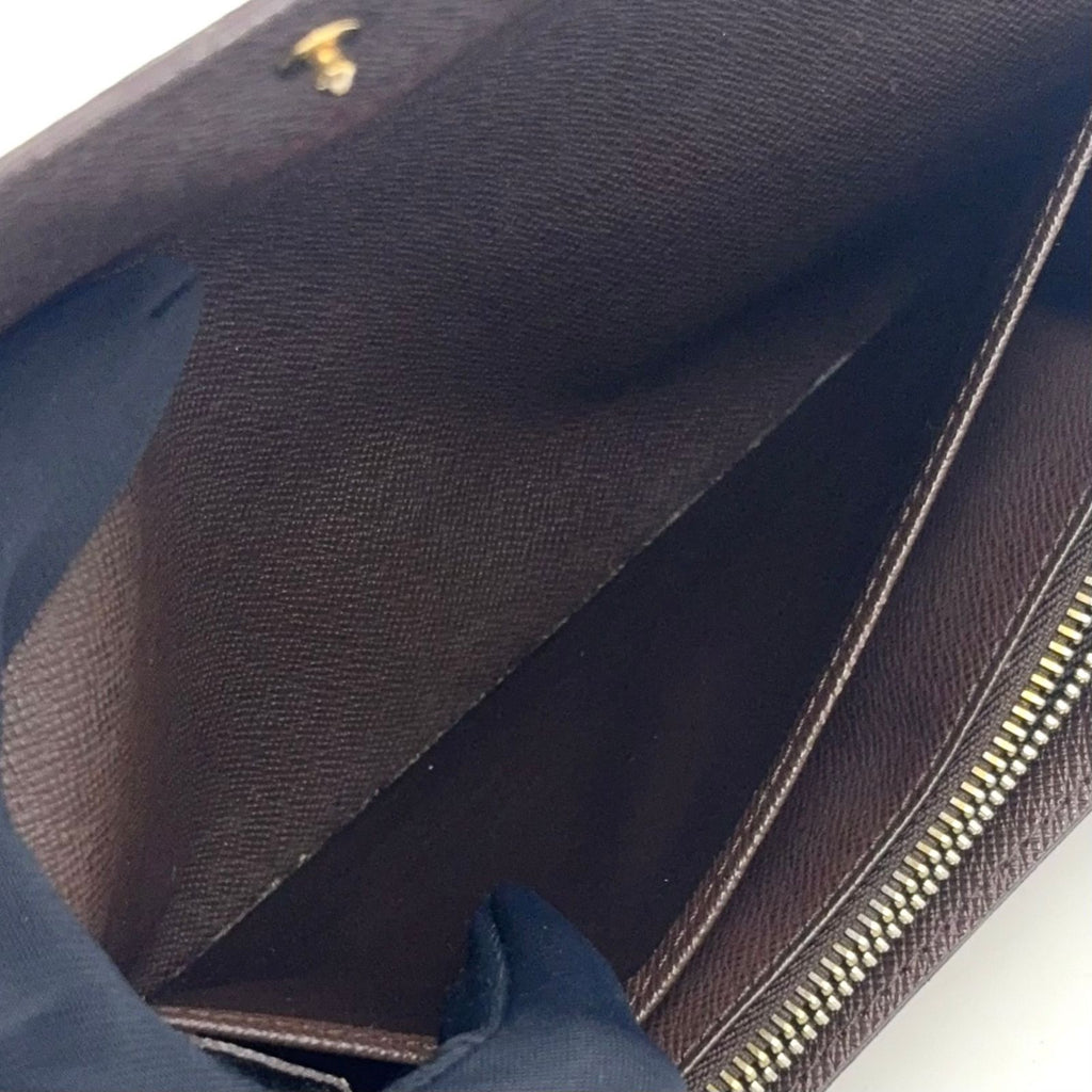 Louis Vuitton Portefeuille Sarah Damier Ebene Initialstamp Can Be Leather Brown — view 7