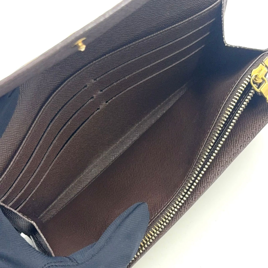 Louis Vuitton Portefeuille Sarah Damier Ebene Initialstamp Can Be Leather Brown — view 8