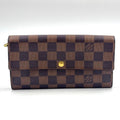 Louis Vuitton Portefeuille Sarah Damier Ebene Initialstamp Can Be Leather Brown