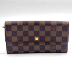 Louis Vuitton Portefeuille Sarah Damier Ebene Initialstamp Can Be Leather Brown