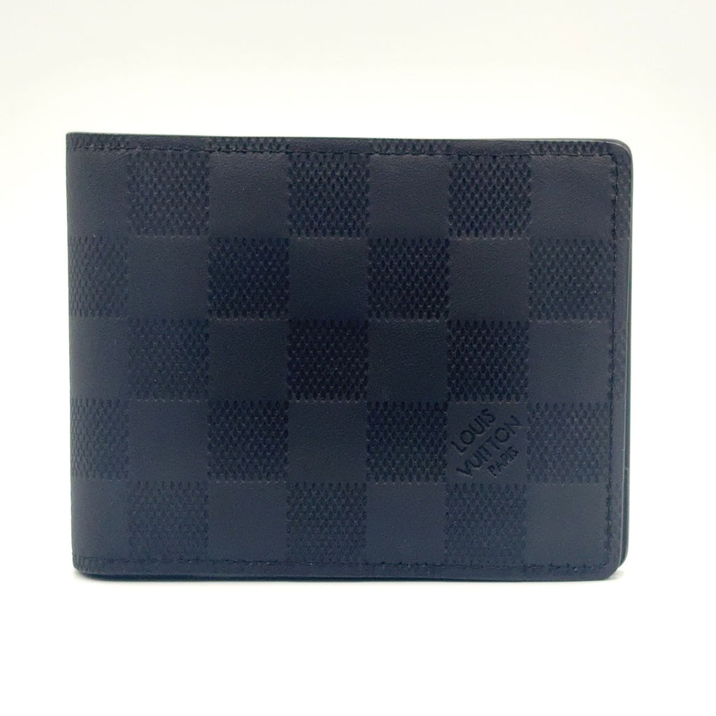Louis Vuitton Portefeuille Multiple Correspondence Leather Black Bi Foldwallet