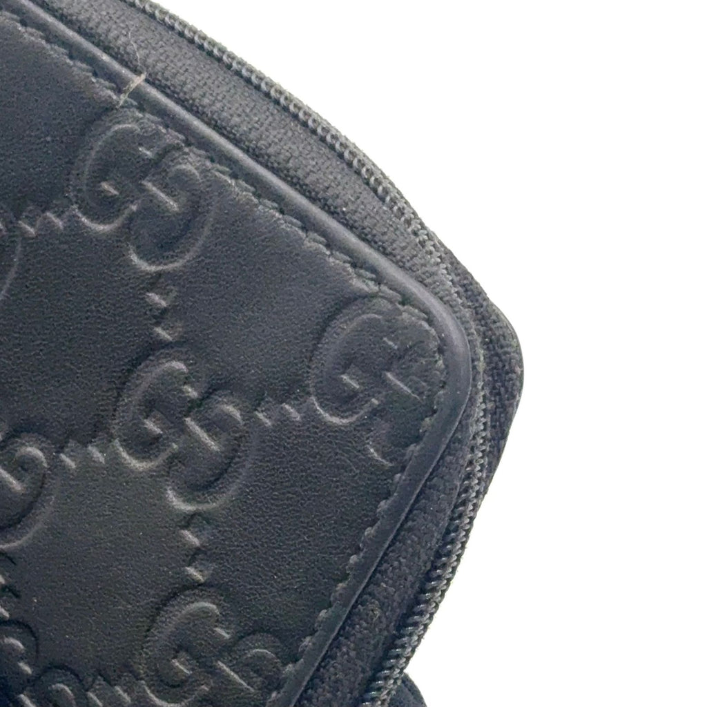 Gucci GG Coin Case Leather Black Wallet Silver — view 5