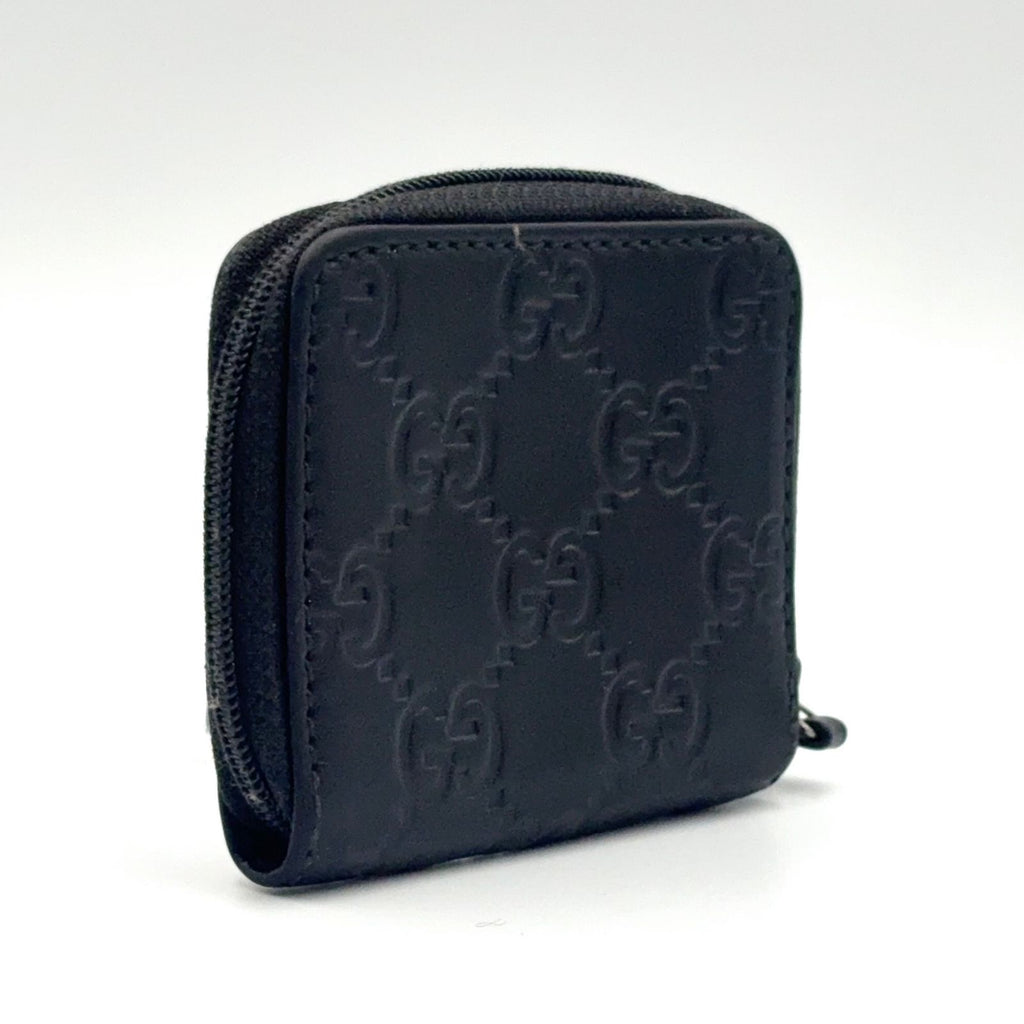 Gucci GG Coin Case Leather Black Wallet Silver — view 2