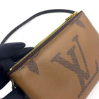 Louis Vuitton Pochette Zip Monogram Giant Reverse Leather Brown Black Shoulder — view 6