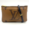 Louis Vuitton Pochette Zip Monogram Giant Reverse Leather Brown Black Shoulder