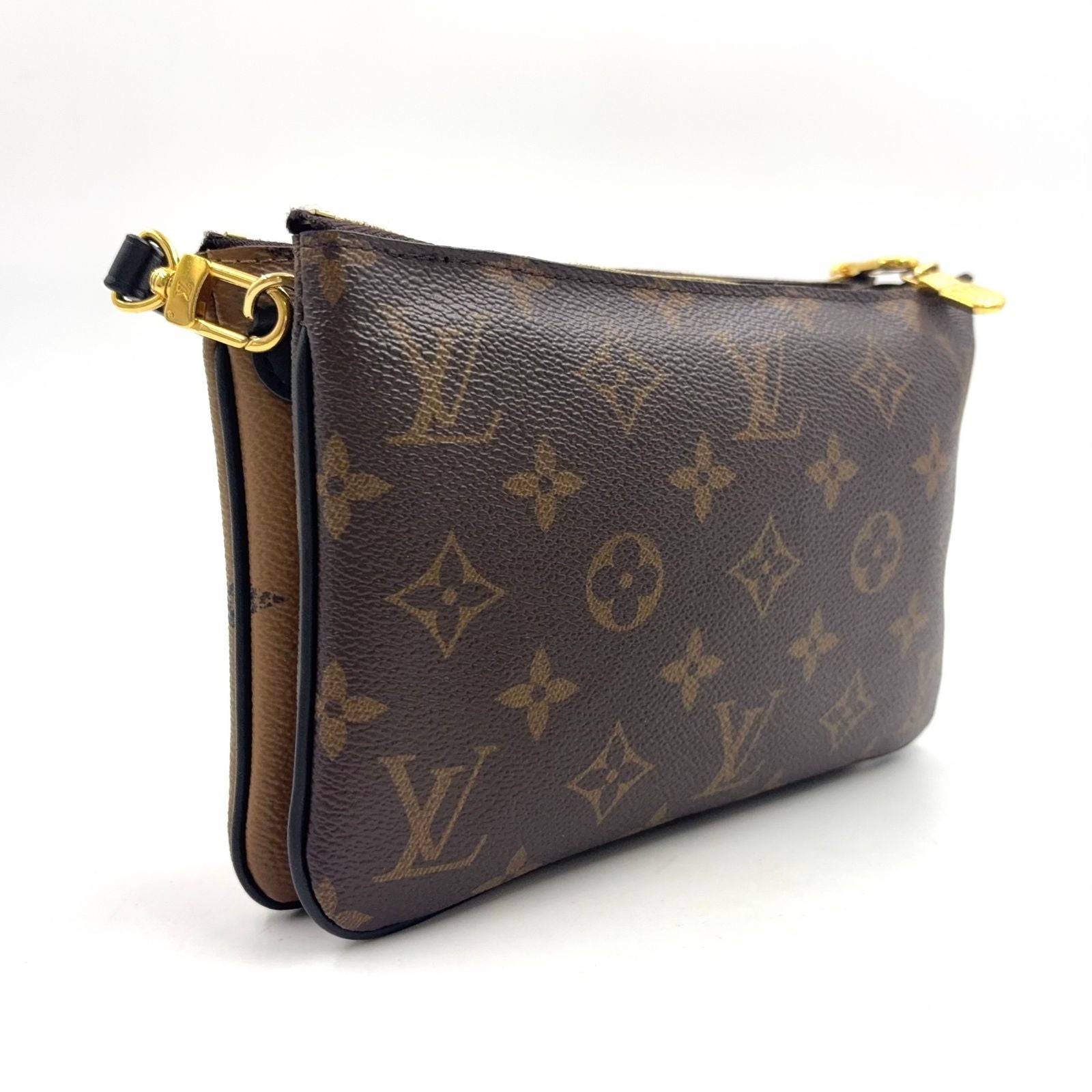 Louis Vuitton Pochette Zip Monogram Giant Reverse Leather Brown Black Shoulder — view 2
