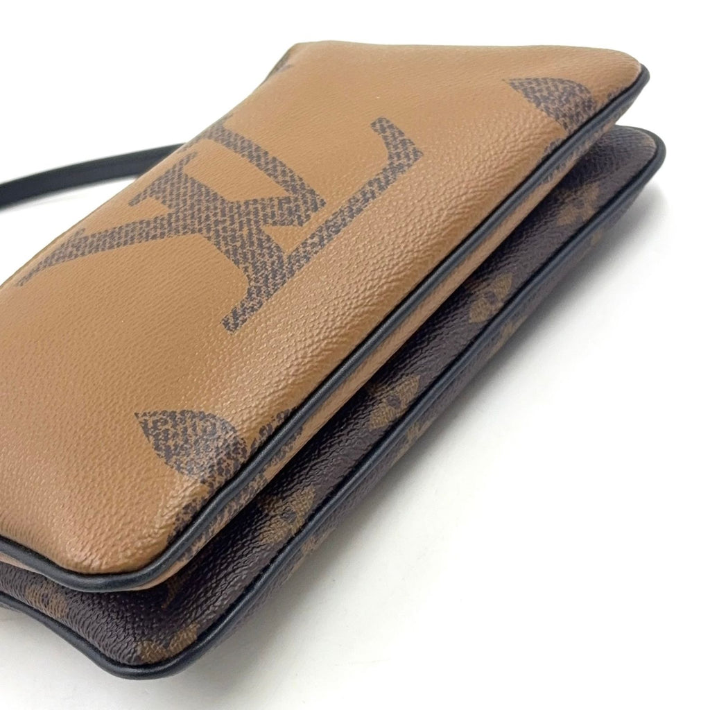 Louis Vuitton Pochette Zip Monogram Giant Reverse Leather Brown Black Shoulder — view 7