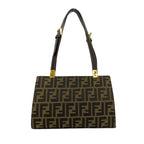 Fendi Vintage Zucca FF Logo Canvas Leather Shoulder Bag Brown — view 3