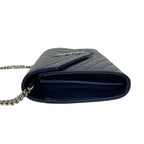 Saint Laurent Paris YSL Cassandra Logo Leather Chain Shoulder Bag Navy — view 5