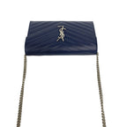 Saint Laurent Paris YSL Cassandra Logo Leather Chain Shoulder Bag Navy — view 4