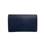 Saint Laurent Paris YSL Cassandra Logo Leather Chain Shoulder Bag Navy — view 3