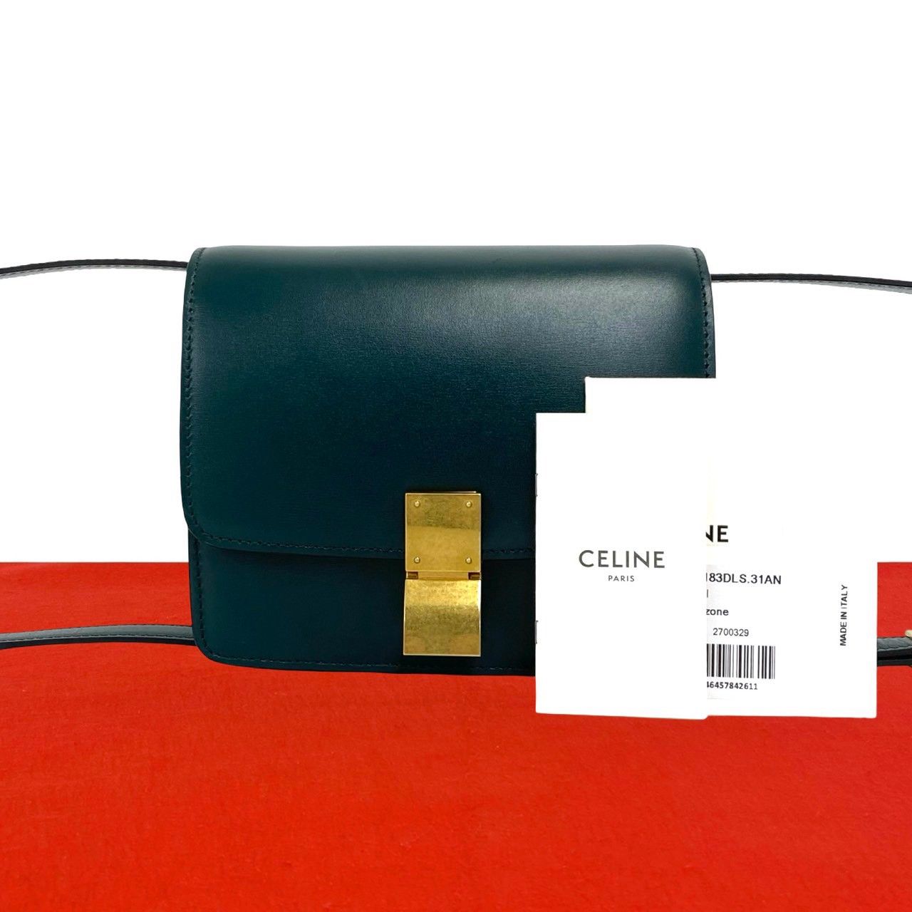 Celine Classic Box Small Leather Mini Shoulder Bag Crossbody Green