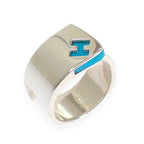 Hermes Candy Ring Vintage 925 Sterling Silver Blue Discontinued