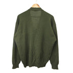 Hermes Cardigan Suede Leather Knit Contrast M Khaki Beige Neck PP — view 2