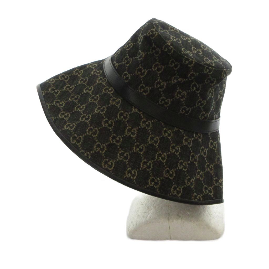 Gucci Bucket Hat Logo Canvas GG M 57 Black — view 5