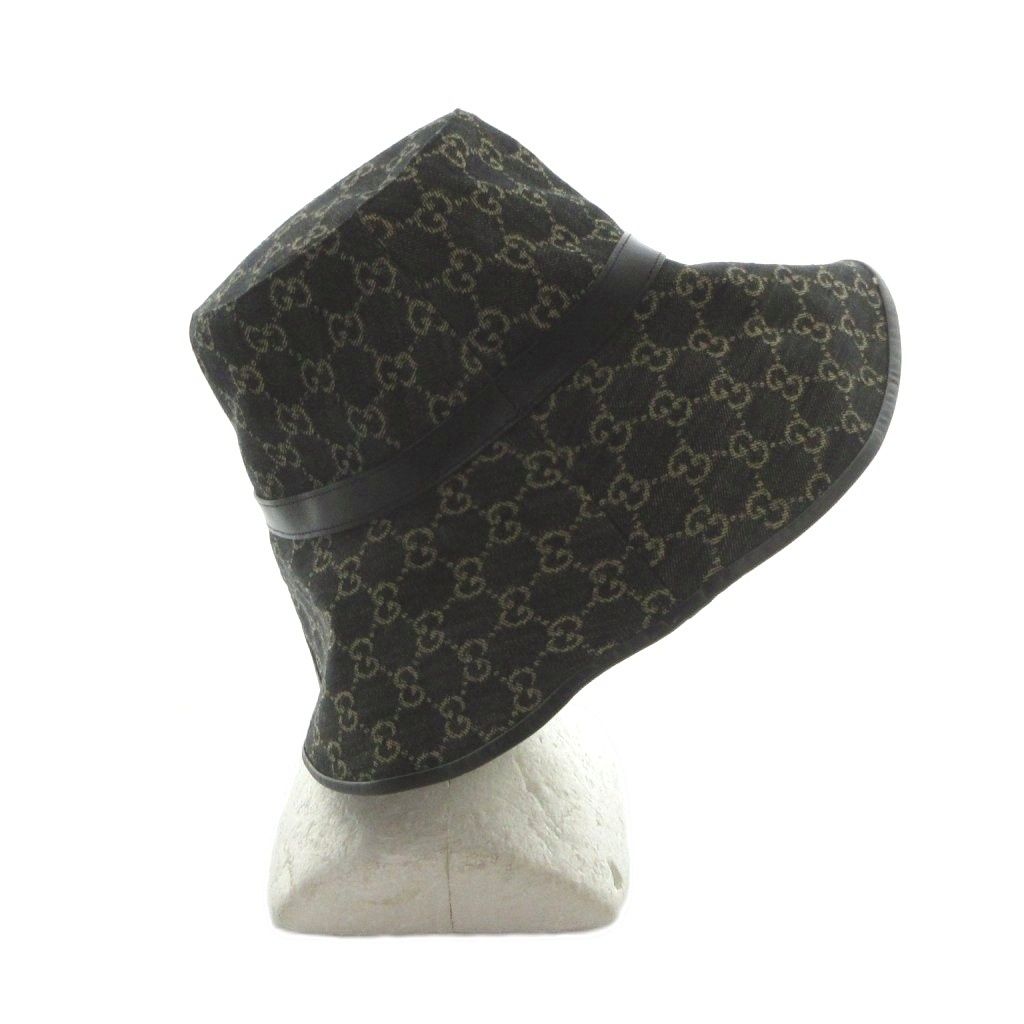 Gucci Bucket Hat Logo Canvas GG M 57 Black — view 3