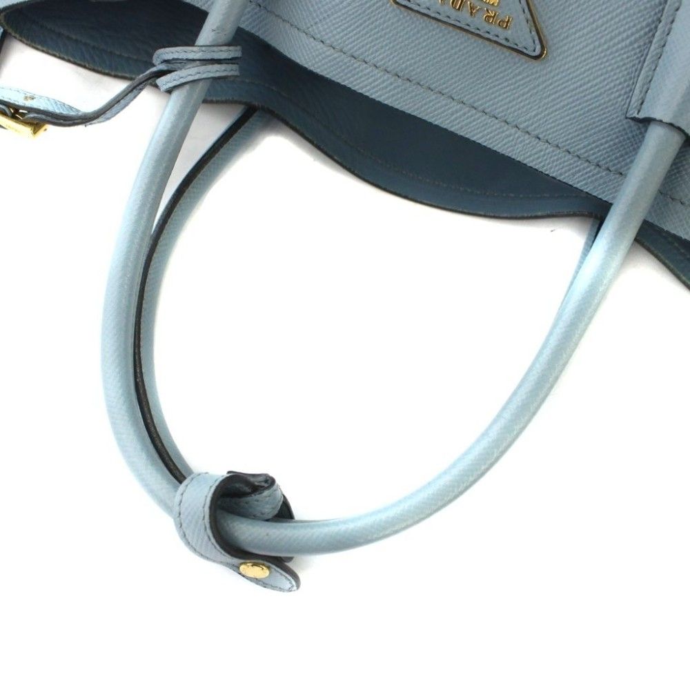 Prada Saffiano Leather Doubre Tote Light Blue — view 5