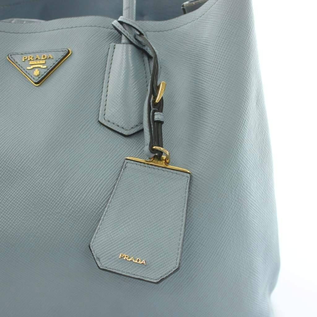 Prada Saffiano Leather Doubre Tote Light Blue — view 7