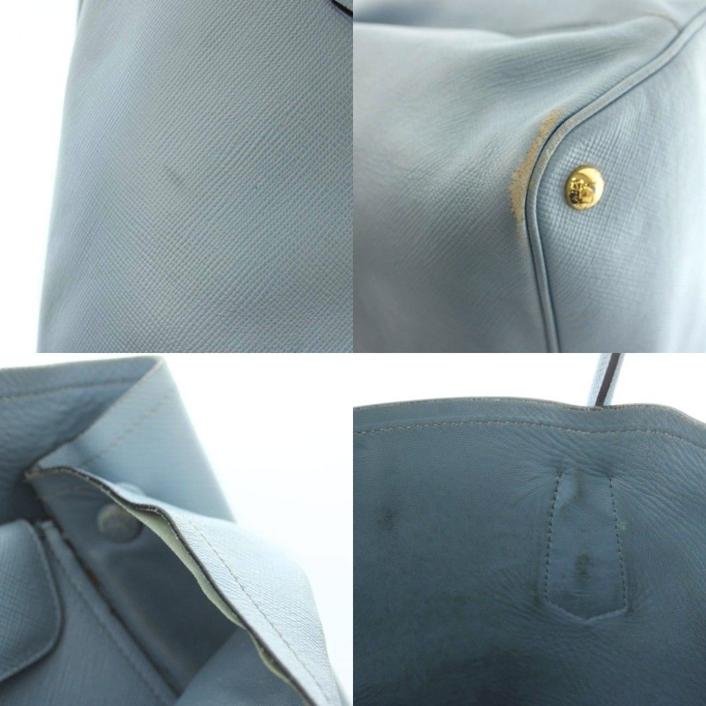 Prada Saffiano Leather Doubre Tote Light Blue — view 9