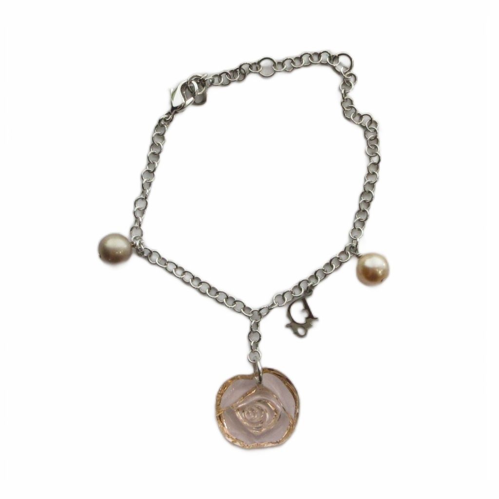 Dior Bracelet Faux Pearl Silver Color Pink — view 2