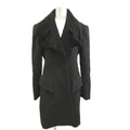Fendi Lapel Contrast Long Coat Sheep Leather 40 Gray Black Double Breasted