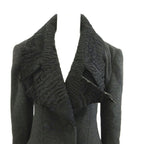 Fendi Lapel Contrast Long Coat Sheep Leather 40 Gray Black Double Breasted — view 5