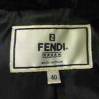 Fendi Lapel Contrast Long Coat Sheep Leather 40 Gray Black Double Breasted — view 4