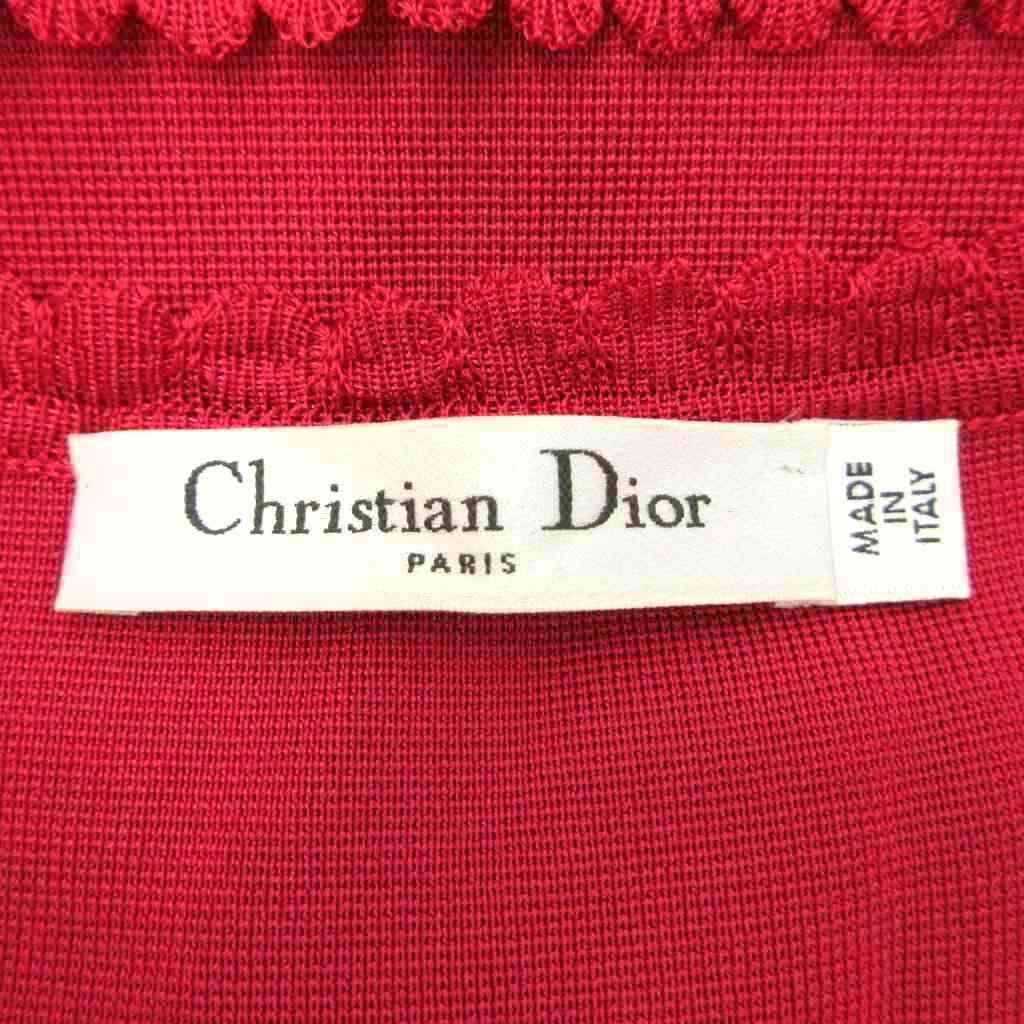 Dior Summer Knit Dress 36 Pink Sleeveless Round Neck Ruffle Knee Length Midi YU — view 4