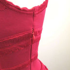 Dior Summer Knit Dress 36 Pink Sleeveless Round Neck Ruffle Knee Length Midi YU — view 7