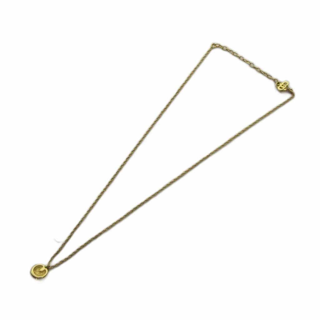 Dior Necklace Rhinestone Faux Pearl Pendant Gold — view 4