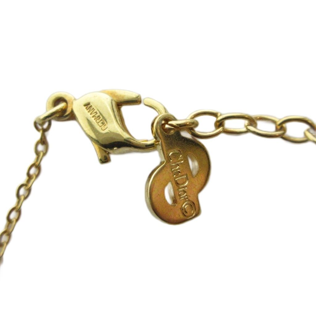 Dior Necklace Rhinestone Pendant Logo Gold — view 5