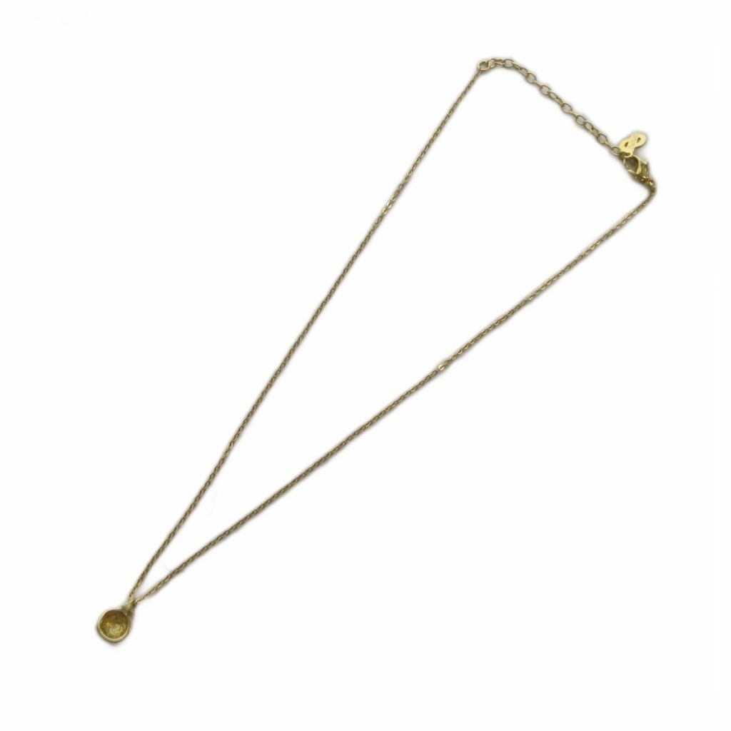 Dior Necklace Rhinestone Pendant Logo Gold — view 4