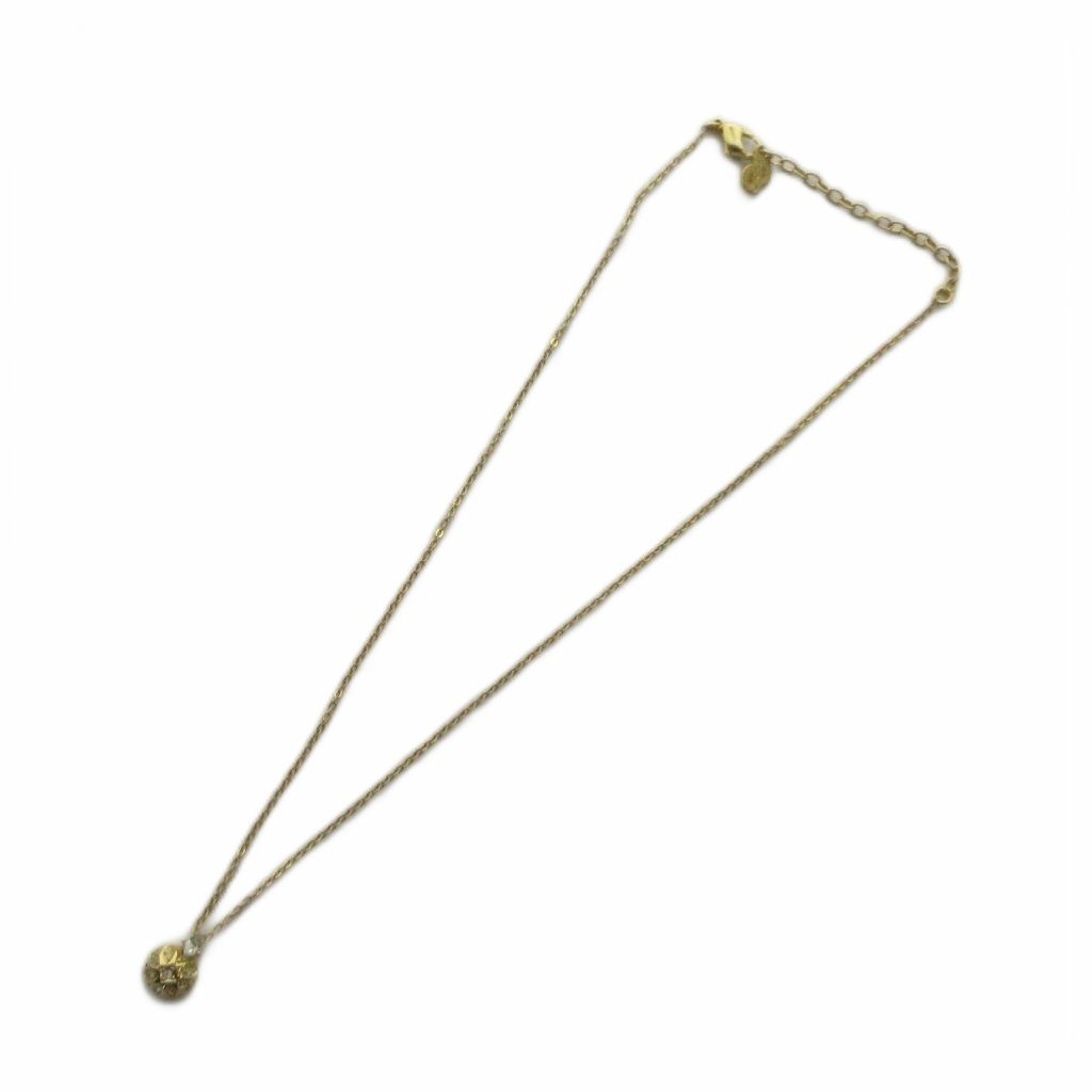 Dior Necklace Rhinestone Pendant Logo Gold — view 3