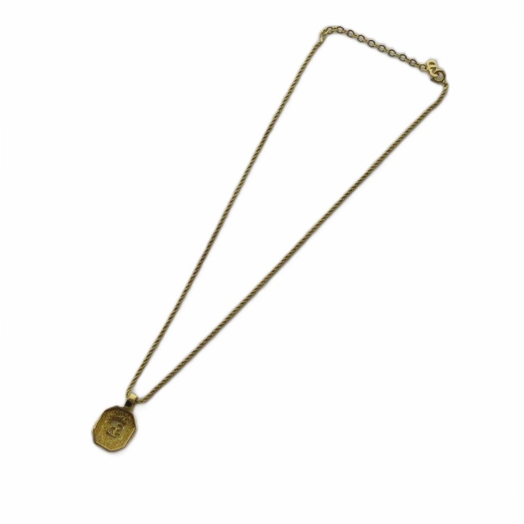 Dior Necklace CD Logo Rhinestone Pendant Gold — view 4