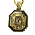 Dior Necklace CD Logo Rhinestone Pendant Gold