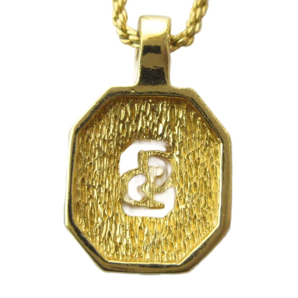Dior Necklace CD Logo Rhinestone Pendant Gold — view 2