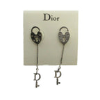 Dior Earrings Logo Heart Cadena Silver
