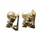 Dior Earrings Clip on Faux Pearl Rhinestone Gold — view 2