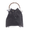 Gucci Shoulder Bag 2-Way Natural Bamboo Trimming Leather Black