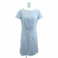 Dior Dress Angora Blend 36 Blue Light Scallop Neck Short Sleeve Midi Length YU