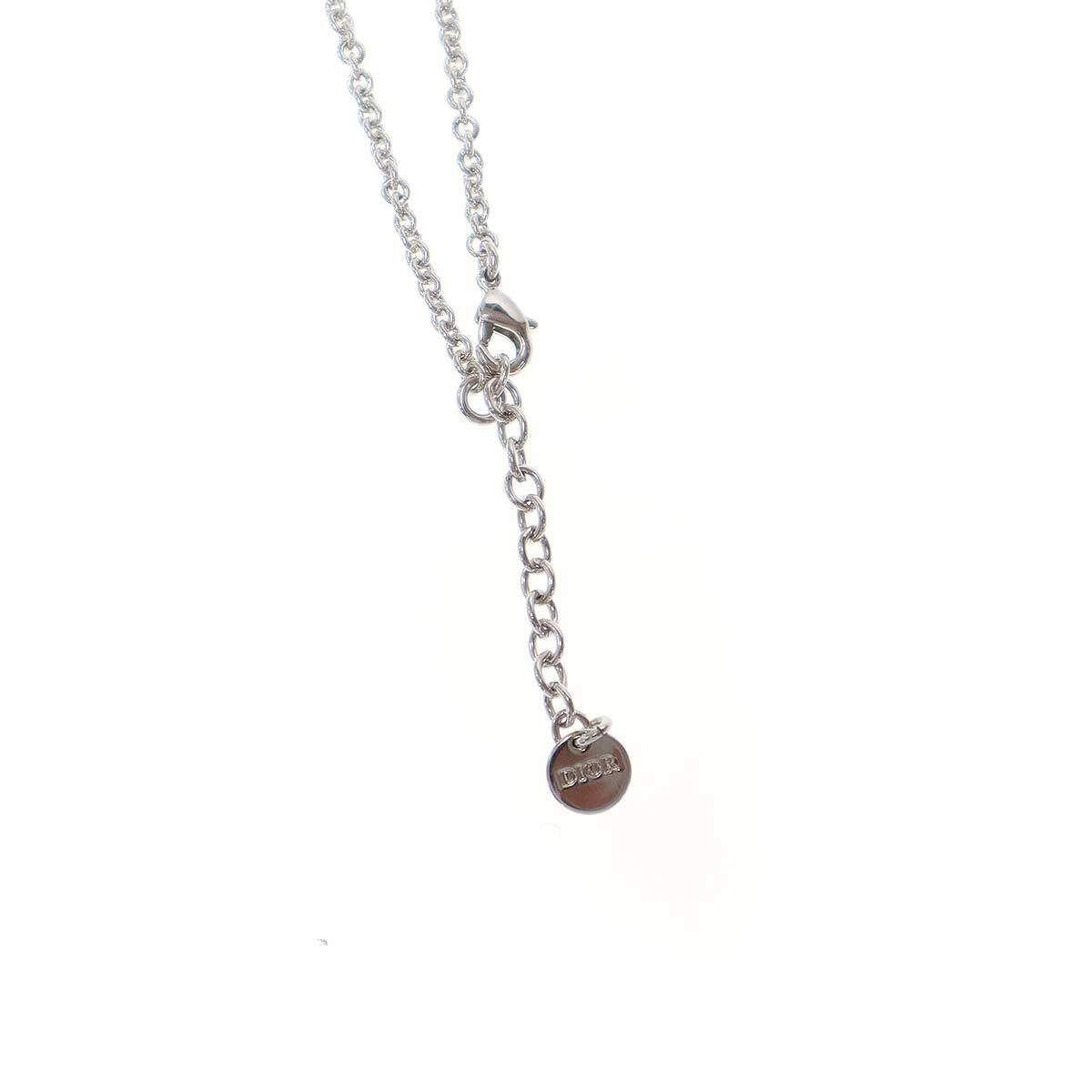 Dior Petit CD Faux Pearl Necklace Silver — view 3