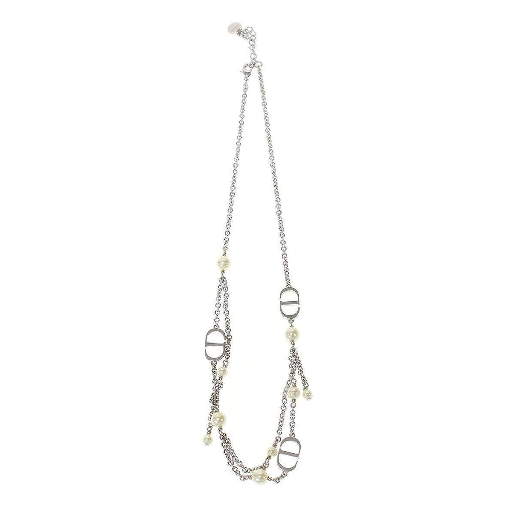 Dior Petit CD Faux Pearl Necklace Silver
