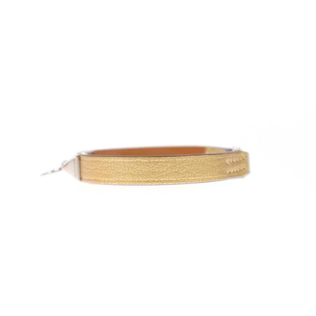 Hermes Mini Rival Leather Bracelet Gold T2 — view 3