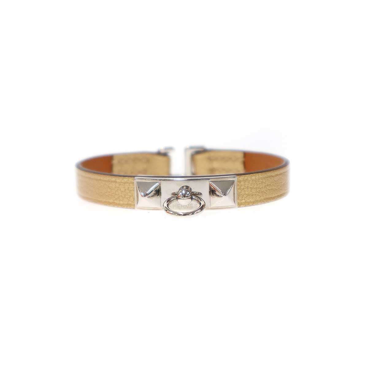 Hermes Mini Rival Leather Bracelet Gold T2 — view 2